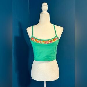 Nanette Lepore Play Floral Sports Bra Vivid Green Size L NWT